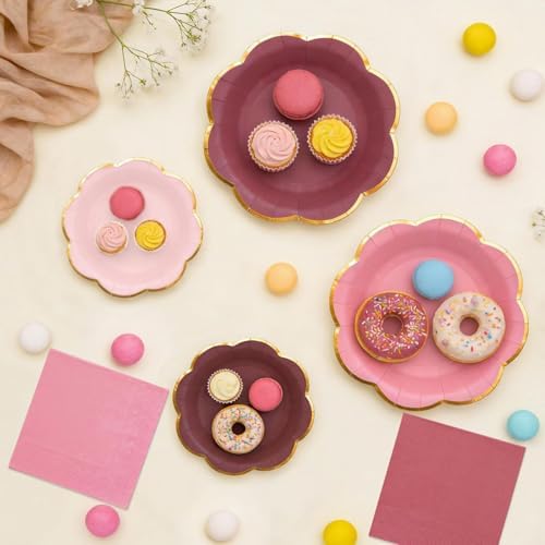 60 PCS Burgundy Paper Plates and Napkins Party Supplies for 20 Guests - Image 6