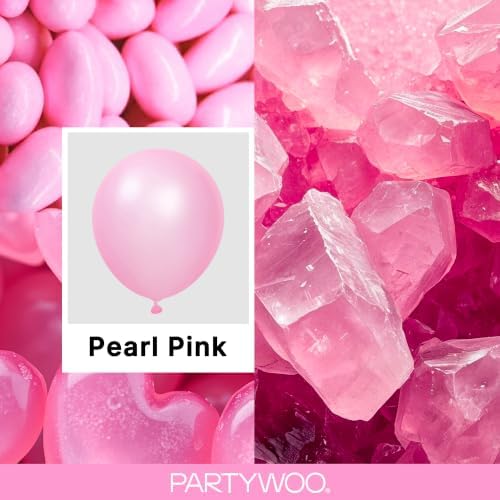 PartyWoo Pearl Pink Balloons 140pcs Light Pastel Baby Pink Different Sizes - Image 2