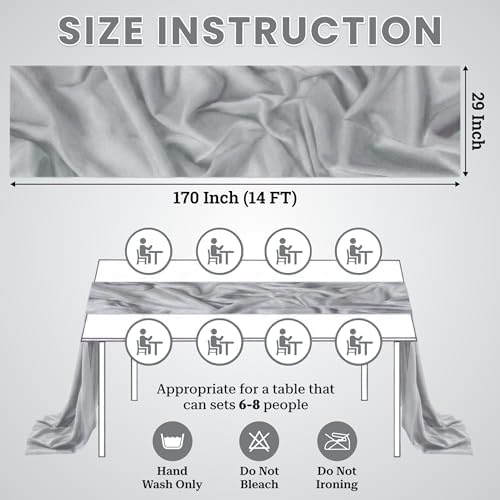 Pack of 25 Chiffon Table Runners 29 x 120 Inch, 14FT Long - Grey - Image 3