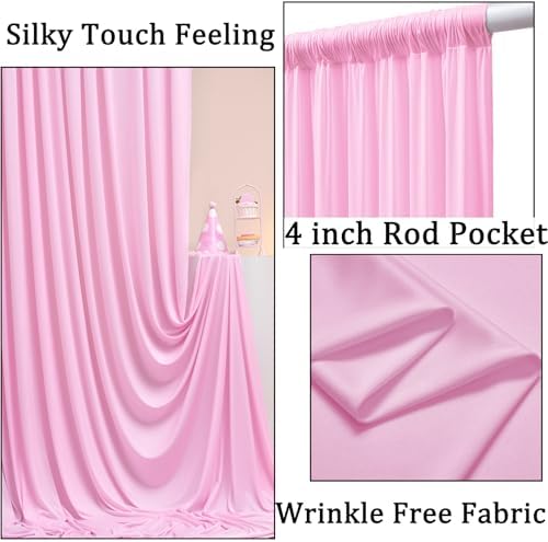 30ft x 10ft Wrinkle Free Pink Backdrop Curtains, 6 Panels 5x10ft Polyester Photo Backdrop Drapes for Wedding Birthday Photography Background Baby Shower - Image 2