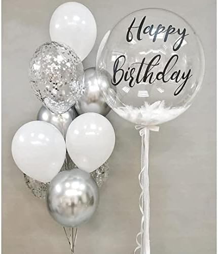 Bezente Silver Confetti Latex Round Helium Party Balloons 60 Pack 12 inch - Image 5