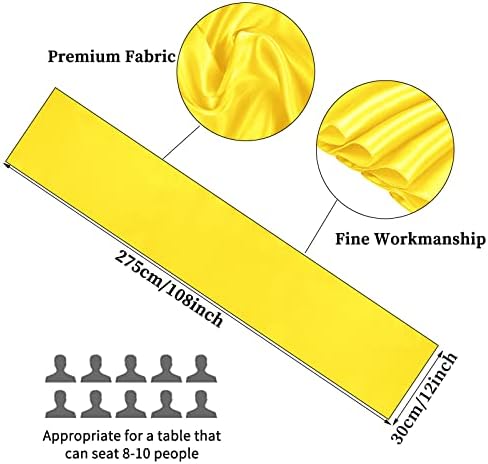 10-Pack Yellow 12 x 108 inches Long Premium Satin Table Runner - Image 2