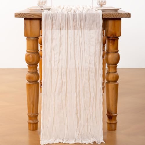 DeZerlor Ivory White Cheesecloth Table Runners 12 Pack Summer Boho Runners - Image 5