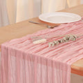 3 Pack Peach Pink Cheesecloth Table Runner 120 Inch Boho Wedding Decor by Fixwal