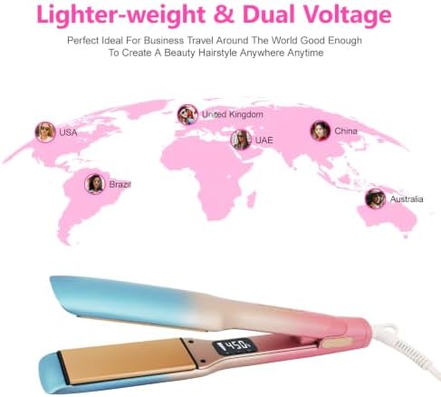 DORISILK Ceramic Flat Iron 450 Degrees, Hair Straightener and Curler 2 in 1, 30s Fast Heat Straightening Iron for Hair, Dual Voltage Planchas de Cabello Control Temp Gift for Women Girls, 1.75 Inch - Image 4