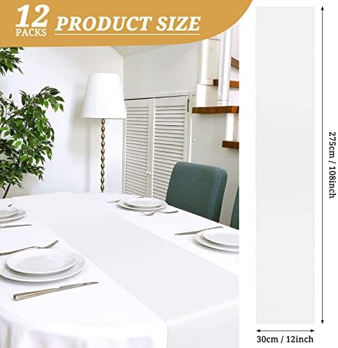 12 Pack White Satin Table Runner 12 x 108 Inch Long Premium Table Runners for Wedding Party Events Decoration, Birthday Parties, Banquets Decorations, Graduations, Engagements - Image 2