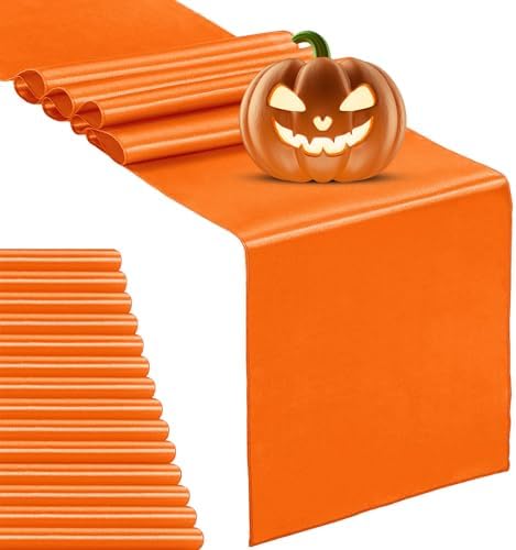 15-Pack Satin Table Runner Orange 12 x 108 inches Long, Table Runners for Wedding, Birthday Parties, Banquets Decorations（15 Pack, 12x108 Inch, Orange） by Hahuho