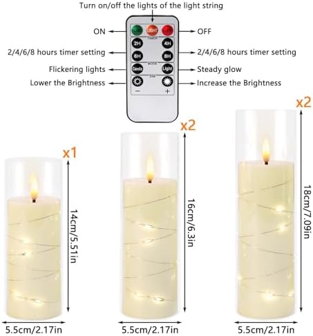 Pack of 5 (D2.2 X H 5" 6" 7") Ivory Flickering Flameless Candles Battery Operated with Remote, LED Pillar Candles with Realistic Moving Wick for Halloween, Christmas, Home Decor. - Image 4