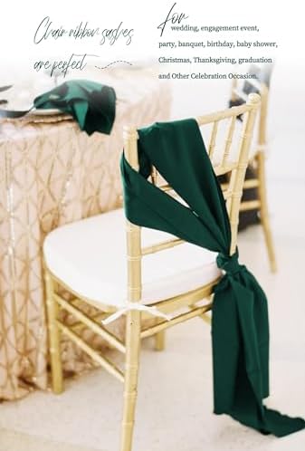 fani 60 PCS Satin Chair Sashes, 7x78 Inch, Emerald Green - Image 7