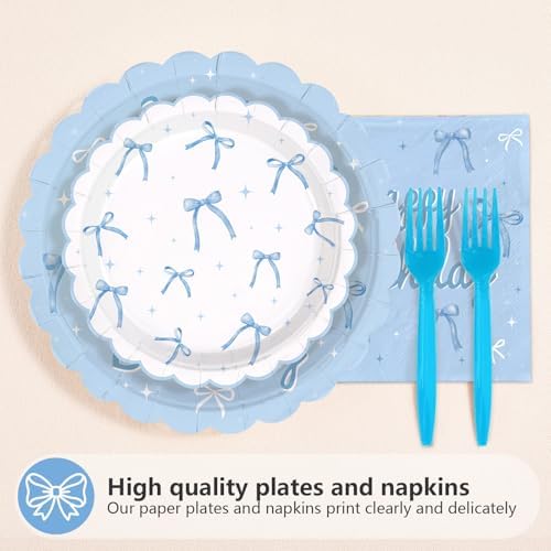 96Pcs Blue Bow 10th Birthday Party Decorations, Serves 24 - Image 2