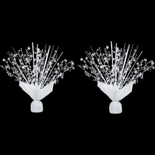 2 Pack Metallic Foil Spray Centerpiece Stars for Wedding, Birthday, Anniversary, Christmas Table Decor, Holiday Festival Baby Shower Graduation Mantle Party Decorations (White) by Unknown