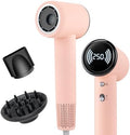 High Speed Ionic Hair Dryer with Diffuser – 160,000 RPM Brushless Motor for Fast Drying, Lightweight Travel Blow Dryer with Concentrator Nozzle for Women Men, Pink by Chignon