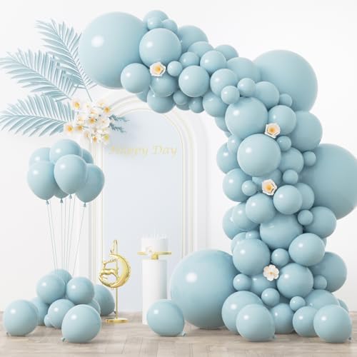 Voircoloria 130pcs Pale Aqua Balloons Garland Arch Kit, 18 12 10 5 Inch by Voircoloria