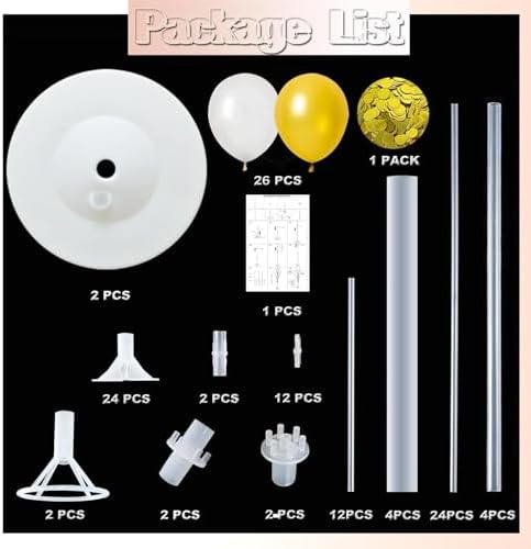 Balloon Column Kit Set of 2 With Confetti Balloons Included - Balloon Tower with Stand, Base, and Pole,Backdrop Decoration for Wedding, Baby Shower, Birthday Party, or Bachelorette Parties (Gold) - Image 2