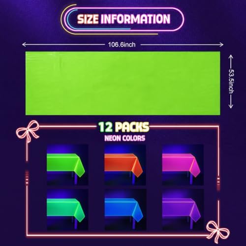 Mega-L Glow in The Dark Party Supplies, Neon Table Cloths, 12 Pack - Image 5