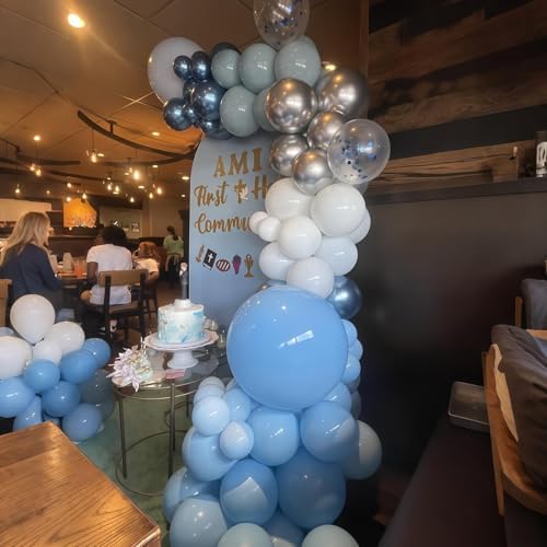 Baby Blue and Silver Balloons 60Pcs Birthday Baby Shower Party Decorations - Image 4