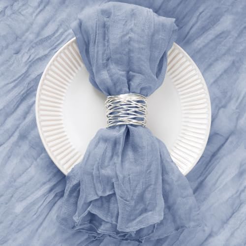 DeZerlor Dusty Blue Washable Cheesecloth Napkins Set of 12 for Wedding - Image 2
