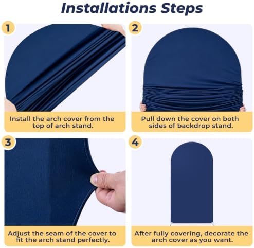 7.2 ft Arch Backdrop Cover Navy Blue - Double-Sided Spandex Arch Covers Stretchy Backdrop for Balloon Arches Birthday Party Baby Shower Banquet Wedding Photo Background - Image 5