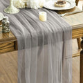Artoid Mode 3PCS Grey Gauze Table Runner 120 Inch 10FT, Seasonal Sheer Kitchen Dining Holiday Wedding Birthday Baby Shower Table Decor for Home Party by ArtoidMode