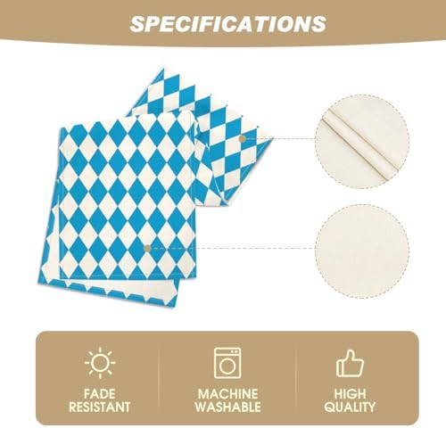 Artoid Mode Diamond Plaid Blue Bavarian Flag Oktoberfest Table Runner, for German Party Kitchen Dining Table Decoration for Home Party Decor 13x36 Inch - Image 5