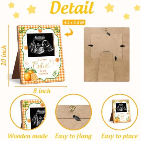 Orange Baby Shower Decor Frame, Tangerine Baby Shower Party Supplies, for Expecting Parents-to-Be Keepsake Gifts, Pregnancy Sonogram Frame Keepsake, Gender Reveal Present - Image 2