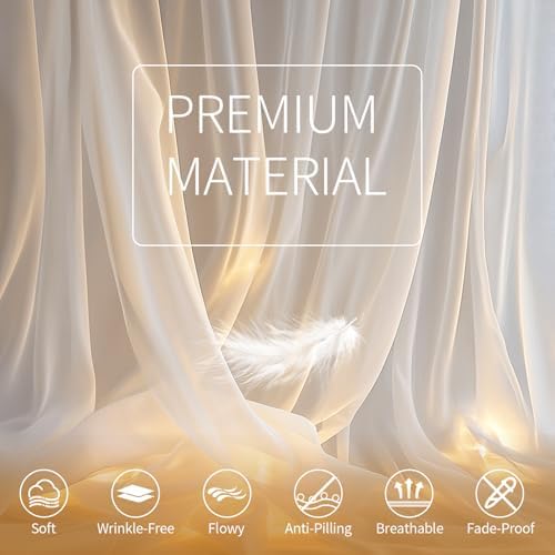 White Tulle Backdrop Curtain with Lights for Decor, 10x8FT - Image 5