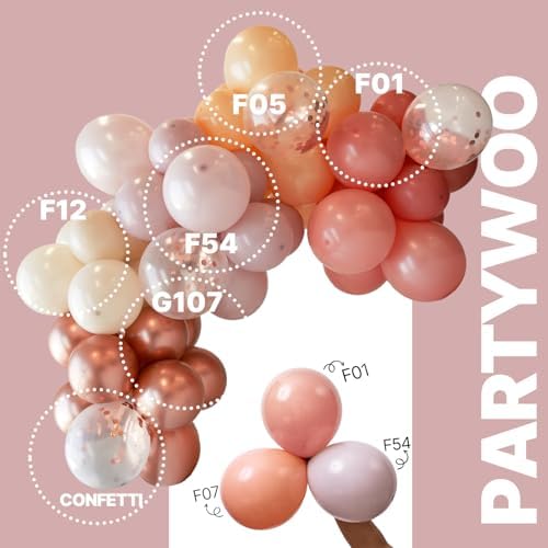 PartyWoo Dusty Pink Balloons 66pcs 12 Inch Blush Pink Gold White Balloons - Image 3