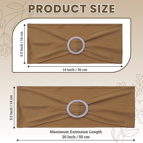 MDS Pack of 150 Spandex Chair Sashes for Wedding Party & Event – Mocha - Image 2