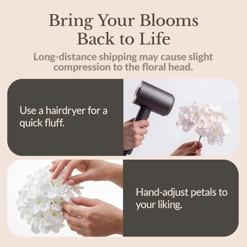 22PCS White Hydrangea Artificial Flowers with Stronger Bendable Stems - Image 7