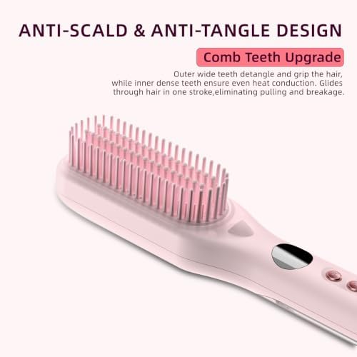 Steam Hair Straightener Brush, Straightening Brush for Curly Hair, Fast Salon Results with Less Damage, Anti-Frizz and Hair Nourishment - Image 6