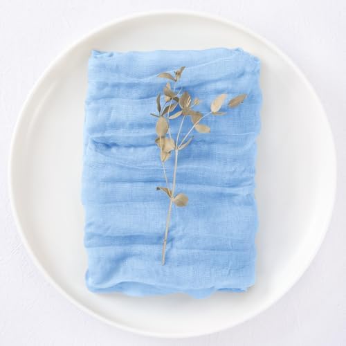 DeZerlor Baby Blue Washable Cheesecloth Napkins Set of 12 for Wedding Party - Image 5