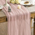 Artoid Mode 3PCS Dusty Rose Gauze Table Runner 120 Inch 10FT, Seasonal Sheer Kitchen Dining Holiday Wedding Birthday Baby Shower Table Decor for Home Party by ArtoidMode