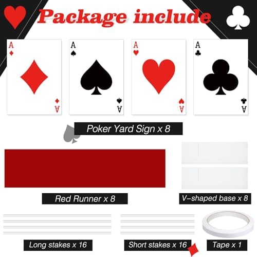 Reallnaive 8 Sets Casino Party Decor 4 A Poker Yard Sign and Runway Carpet - Image 3