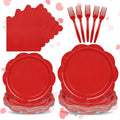 96 Pcs Red Paper Plates and Napkins Set Party Supplies Serve for 50 Guest by Unknown