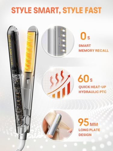 SHEGLAM Hair Straightener, 1" Flat Iron Straightener and Curler with Comb Tooth, Adjustable Smart Memory Temp 270-450°F, Dual Voltage Portable Flat Iron Hair Straightener for All Hairstyles Anti-Frizz - Image 4