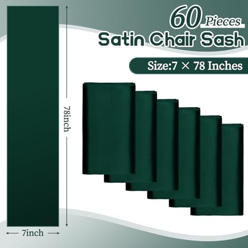 fani 60 PCS Satin Chair Sashes, 7x78 Inch, Emerald Green - Image 2