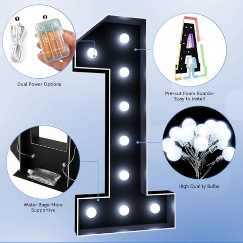 Ledido 4FT Black Marquee Light Up Numbers 8 for 18th 80th Birthday Decor - Image 4