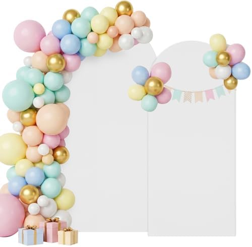 White Arch Backdrop Cover 7.2FT & 6FT Set - Double-Sided, Opaque by CLUDPARK