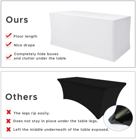 Rectangle Spandex Fitted Tablecloths For Vendor 6 Pcs 48X24 Inch White - Image 5