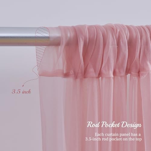 20ft X 10ft Dusty Rose Tulle Backdrop Curtain for Parites, Sheer Backdrop Curtains Fabric Drapes for Wedding Ceremony Arch Party Stage Decorations - Image 4