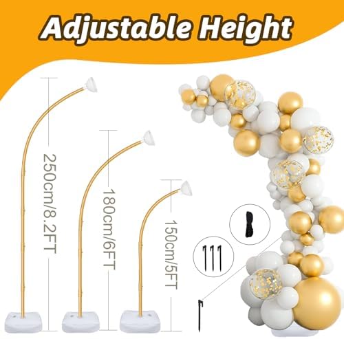 Balloon Arch Stand with Base 8.2FT & 6FT Gold Half Arch Balloon Stand - Image 6