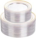 I00000 102 Pcs Clear Gold Plastic Plates, Premium Disposable Party Plates by I00000