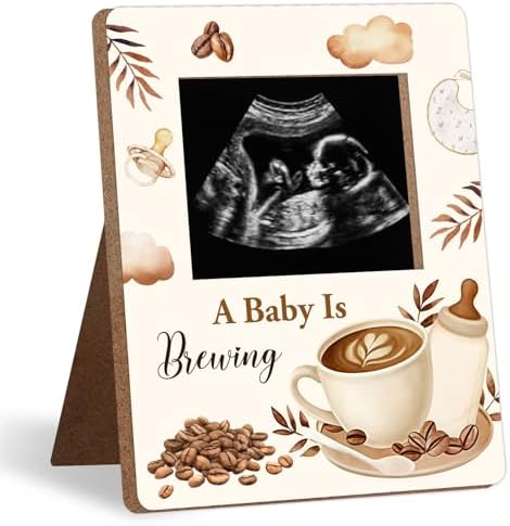 Coffee Themed Baby Shower Decorations Frame, Coffee Pattern Sonogram Picture Frame, New Mom Expecting Parents-to-Be Keepsake Gifts, “A Baby is Brewing” Little One Shower, Pregnancy Announcements by Unknown