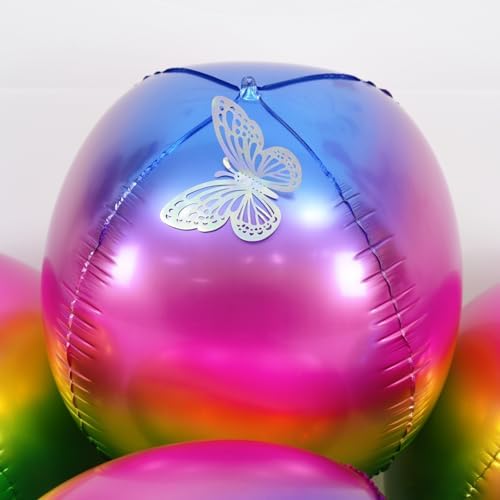 Gradient Rainbow Round Foil Balloons Birthday Prom Decor 22 Inch 6 Pcs - Image 5