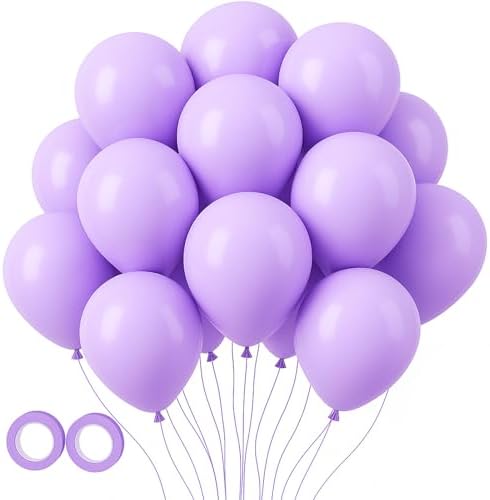 Voircoloria 105pcs Pastel Purple Party Latex Balloons, 12inch by Voircoloria
