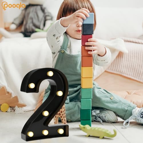 Pooqla Black Light Up Numbers 2, 2nd Birthday Decorations for Boys - Image 2