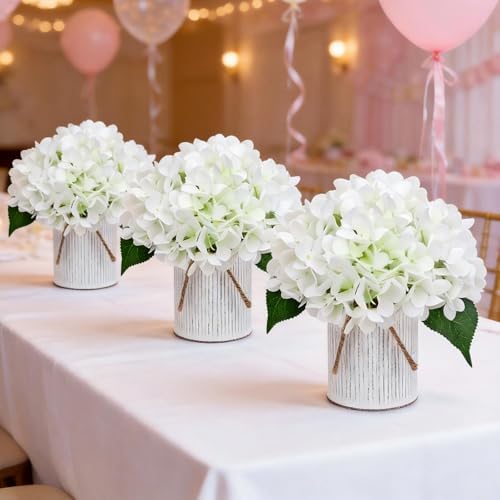 Ivory White Flower Table Centerpieces,Set of 6, Hydrangeas - Image 3