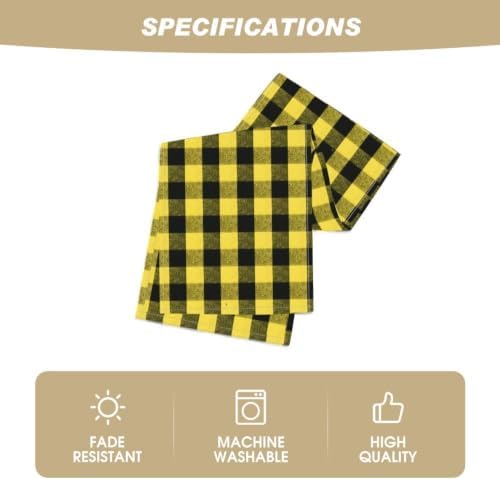Artoid Mode Yellow and Black Buffalo Check Summer Table Runner 13x72 Inch - Image 5