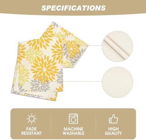 Artoid Mode Yellow Dahlia Floral Pinnata Summer Table Runner, Seasonal Spring Holiday Kitchen Dining Table Decoration for Home Party Decor 13x36 Inch - Image 5