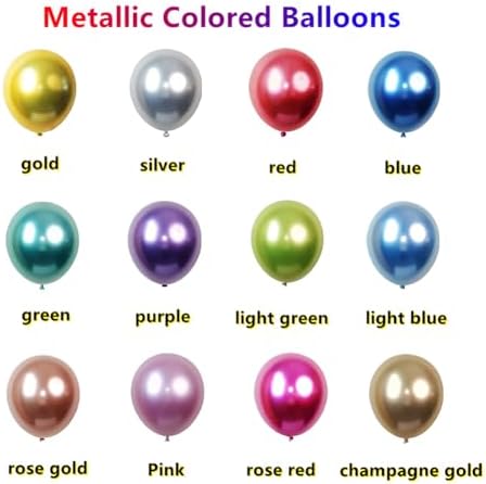300 Pack Metallic Balloons 12 Inch Chrome Shiny Assorted Colors Latex Rainbow Bulk Balloon 12 Kinds Colorful for Birthday Wedding Bridal Baby Shower Supplies Party Decorations - Image 2